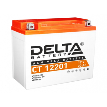 Аккумулятор Delta CT 12201 12V / 20Ah YB18L-A, YB16L-B,YTX20HL-BS, YTX20L-BS